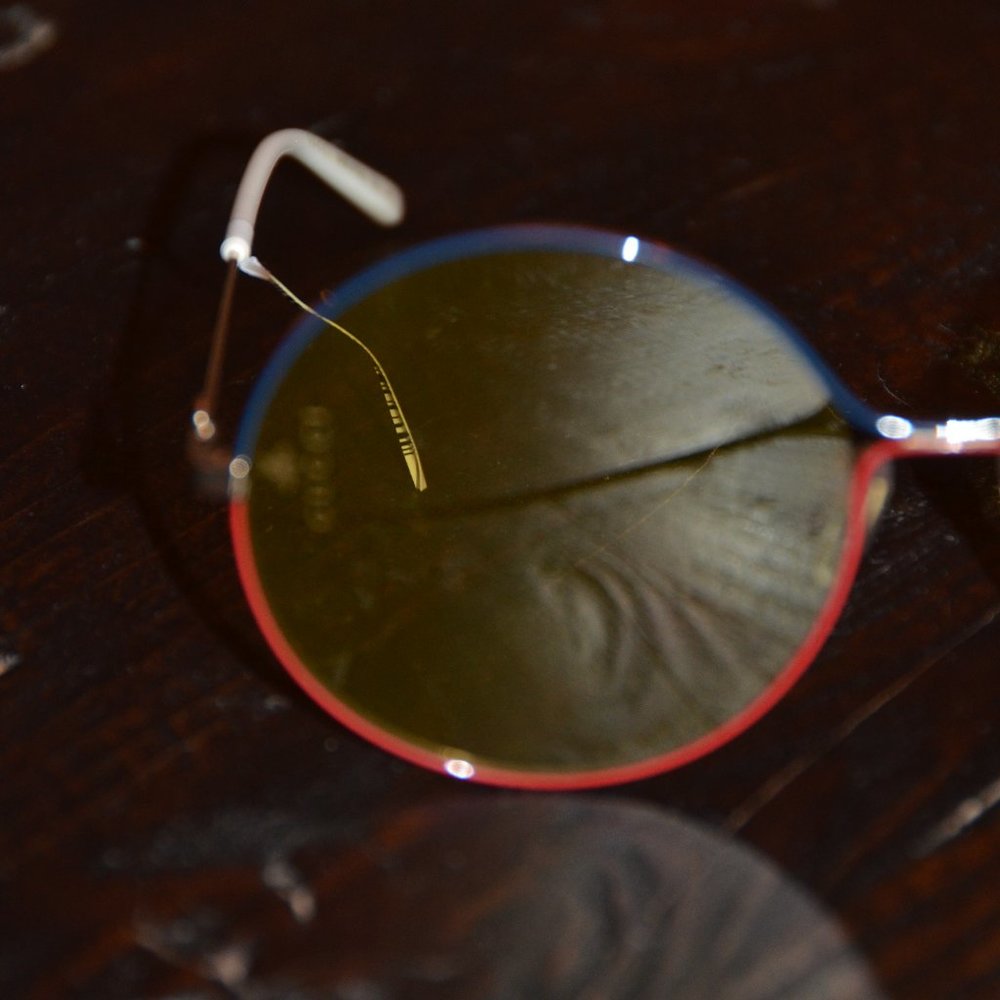 RARE GUCCI YELLOW ROUND GOLD DOUBLE G RED BLUE ITALY OVERSIZED SUNGLASSES GG395S - Picture 4 of 14